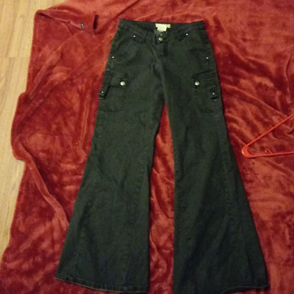 Rocker chic wide leg jeans
